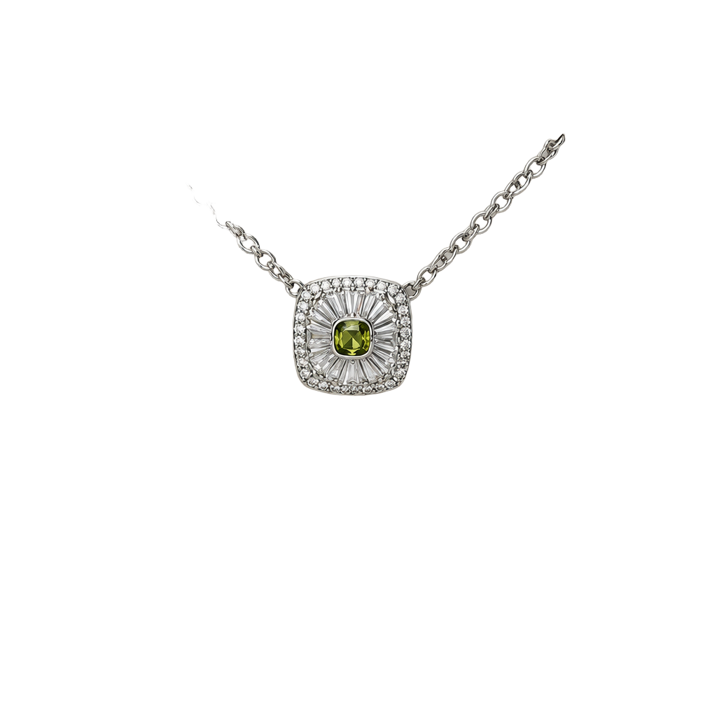 BP Exuberant Dusk Necklace 18" Peridot Rhodium 1