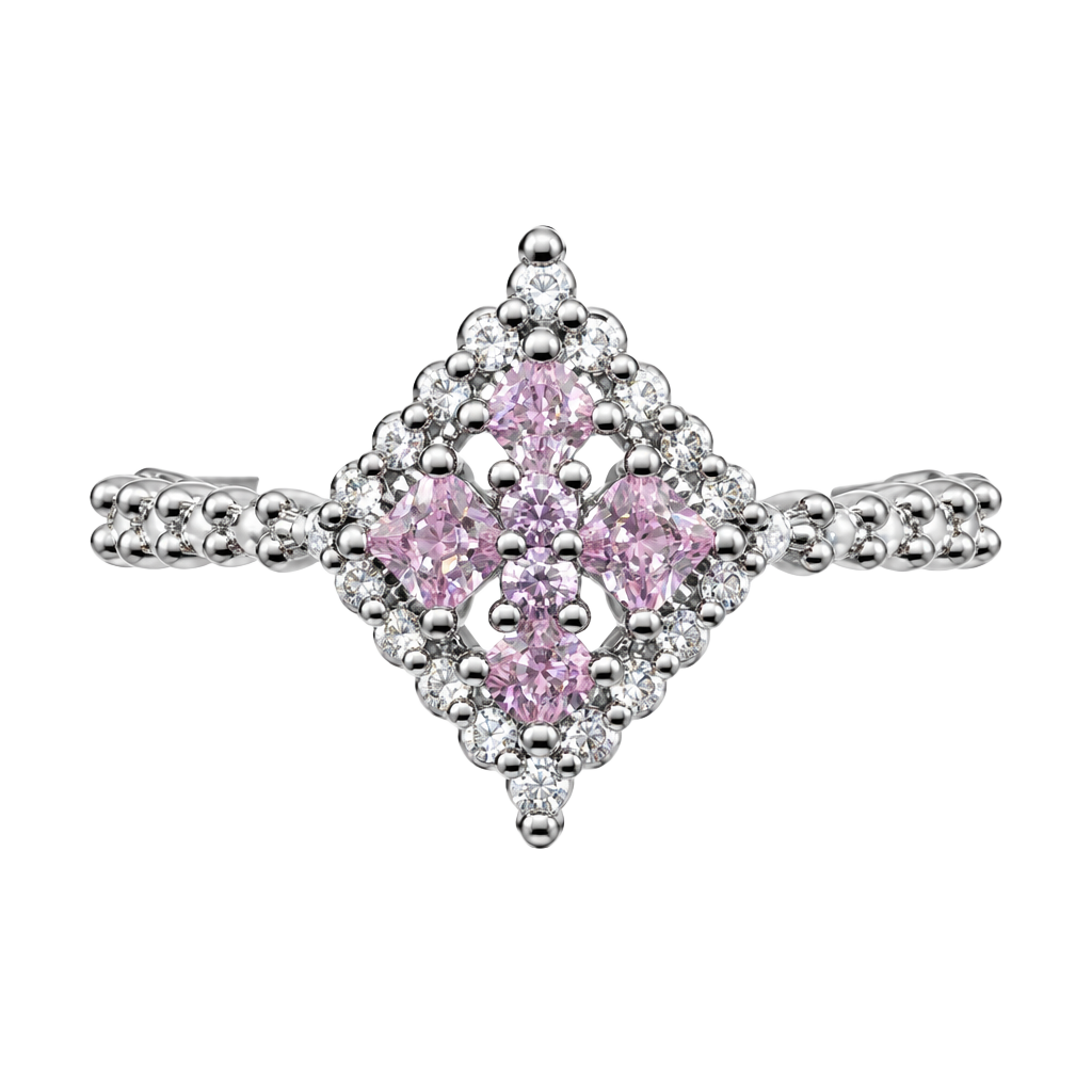 Bomb Party Kiss & Tell Pink Quartz CZ Size 7 Hematite 1