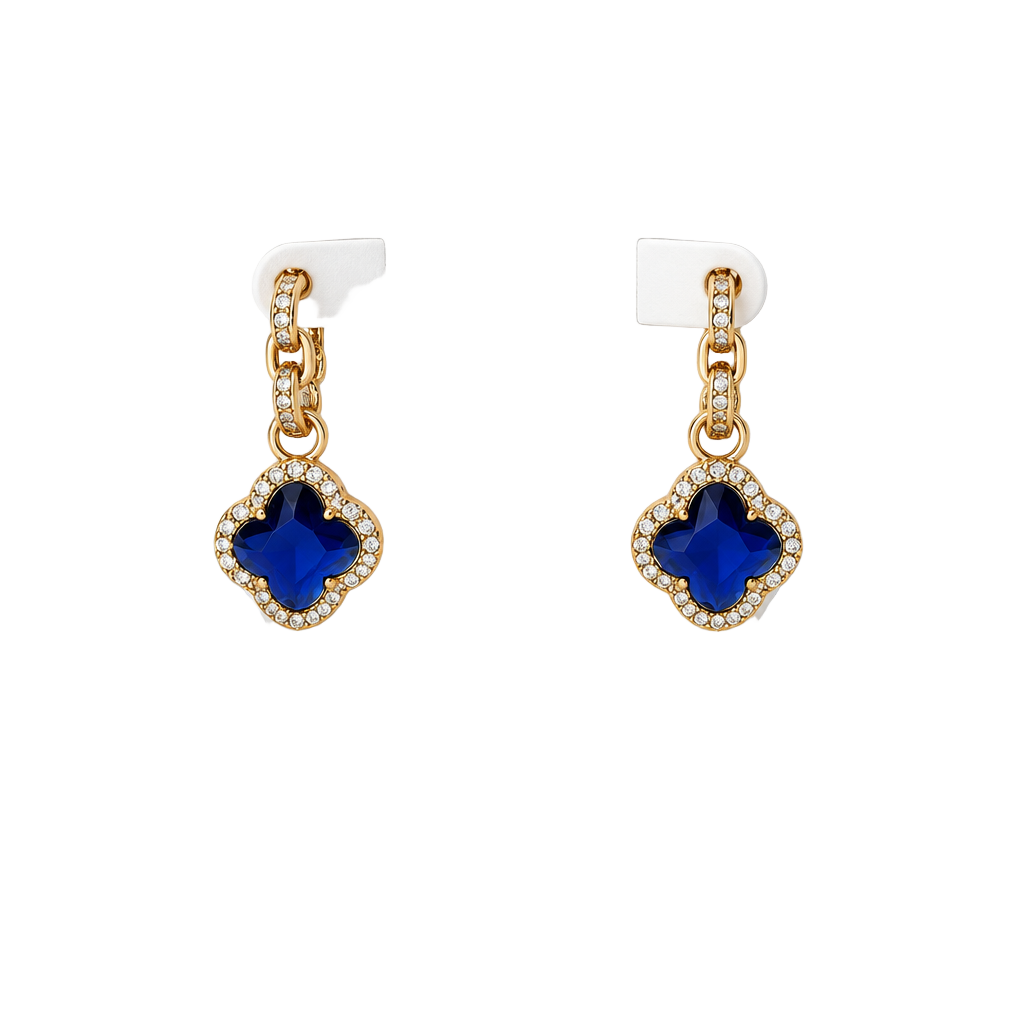 BP Beach Day Babe Hoops Clovers Blue Spinel Rose Gold 1