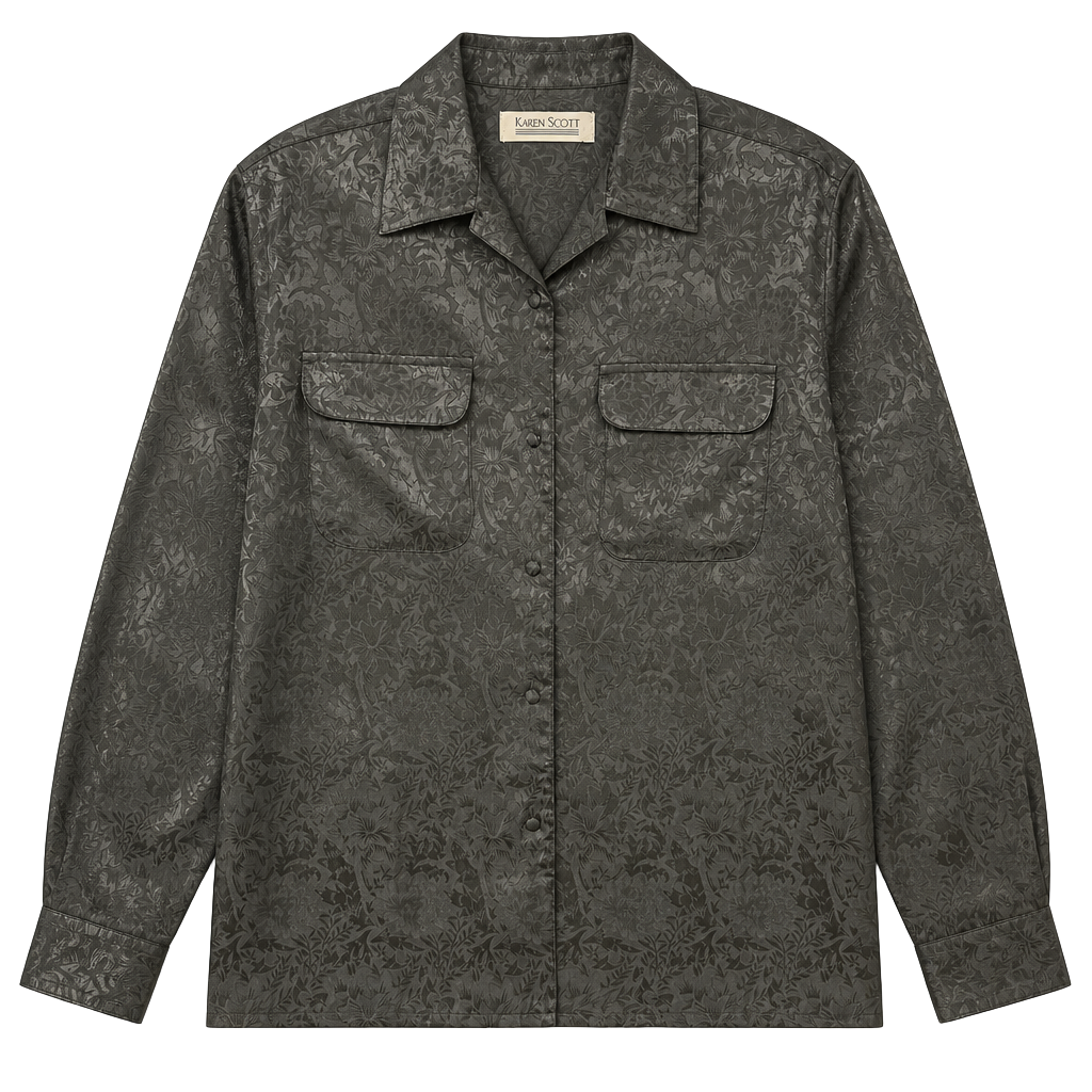 Karen Scott Women's Metallic Long Sleeve Button Up Blouse 1