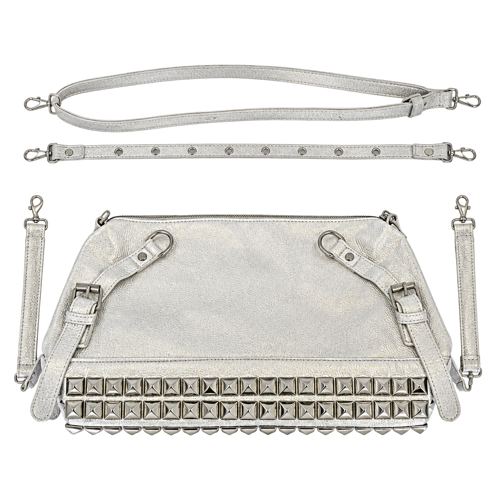 Silver Metallic Studded Bag 1