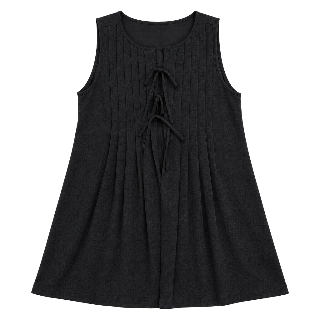 Exlura Sleeveless Pleated Black Tunic Dress Size L 1