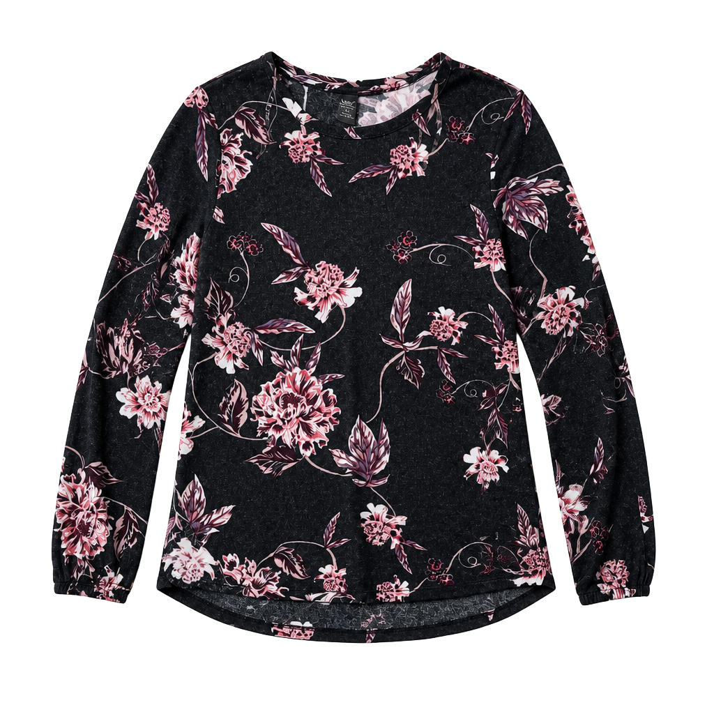 Lildy Printed Round Hem Bishop Sleeve Tunic 1