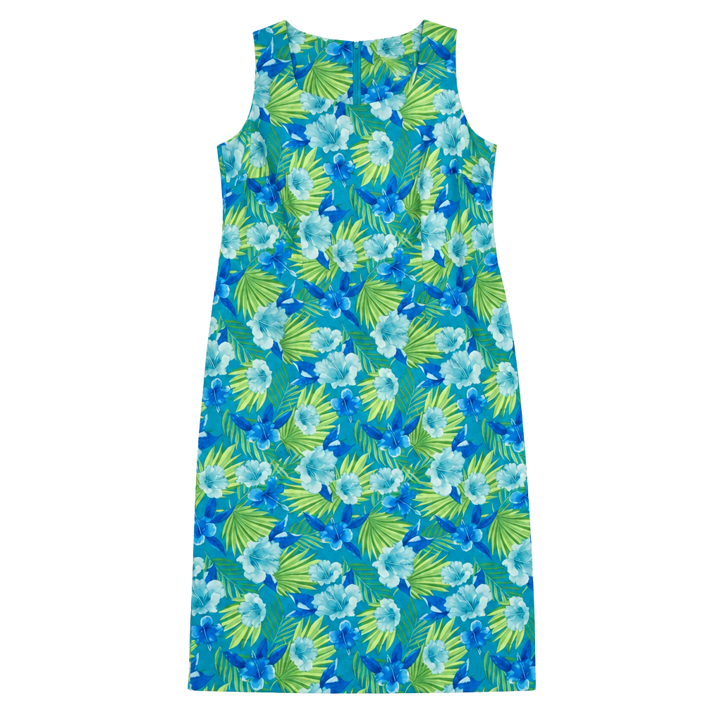 Fashion Bug Floral Dress Size 18 Blue Green Tropical 1