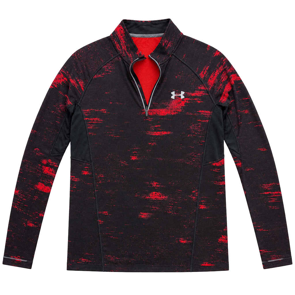 Under Armour Run 1/2 Zip Pullover Size MD Black Red 1