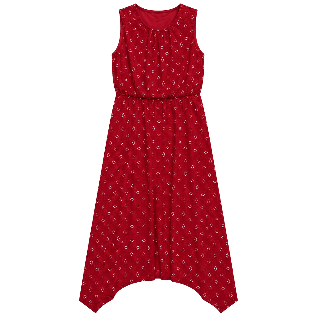 Dana Buchman Dress Size M Red Printed Sleeveless Maxi 1