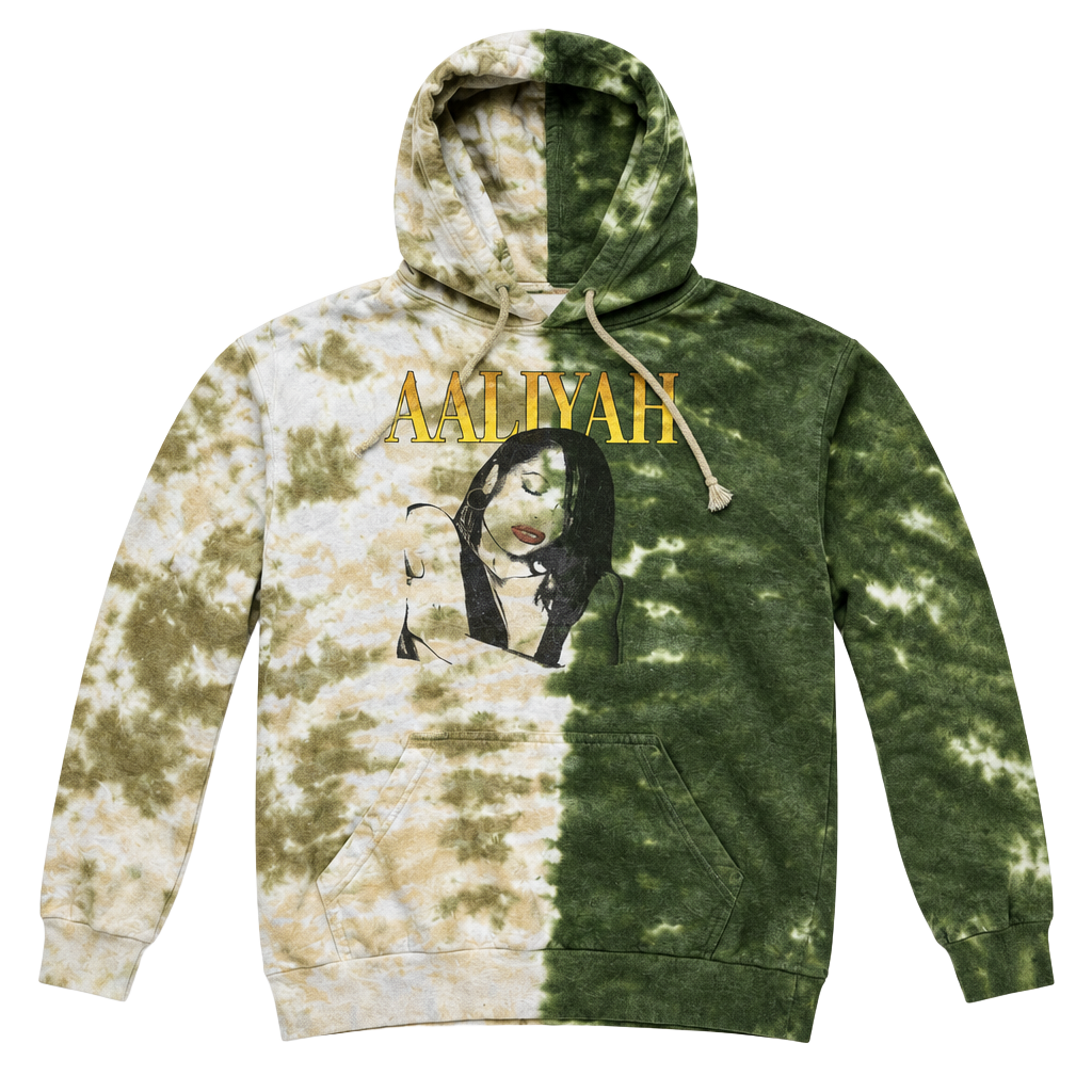 Aaliyah Hoodie Size M Green Tie Dye Graphic Sweatshirt 1