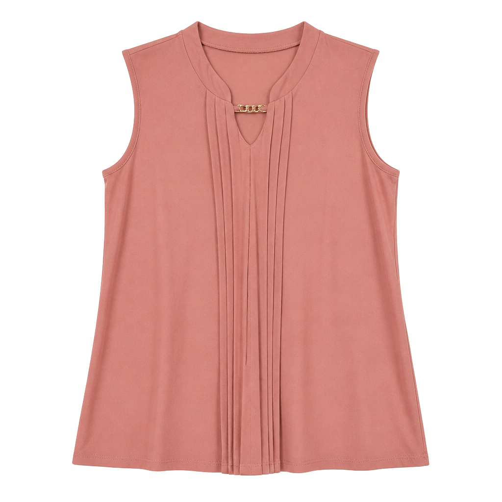 Sleeveless Pleated Front Women’s Top - Mauve Pink 1
