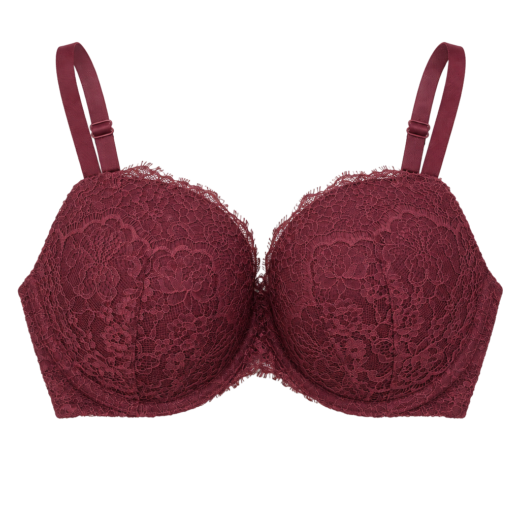Victoria's Secret Dream Angels Push Up Bra Size 34DD Burgundy Lace 1