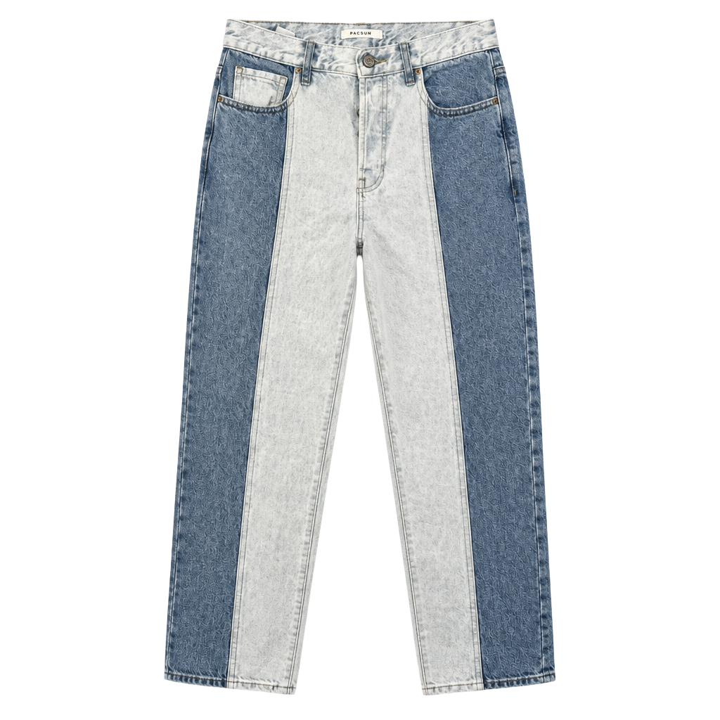 PacSun Two Tone High Rise Straight Cut Jeans Size 26 Light Wash Denim 1