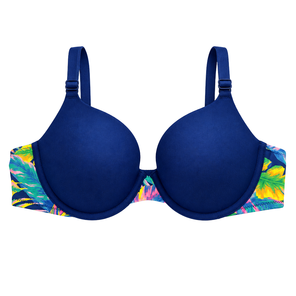 Victoria's Secret Pink Wear Everywhere T-Shirt Bra Size 36B Blue Floral 1