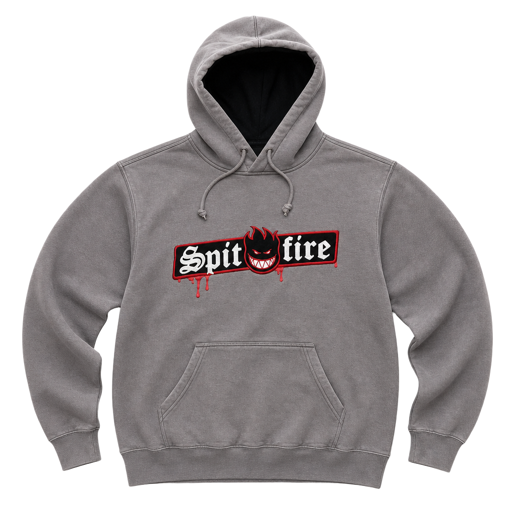 Youth Spitfire Immortal Fire Embroidered Pullover Hoodie, YOUTH Gray 1