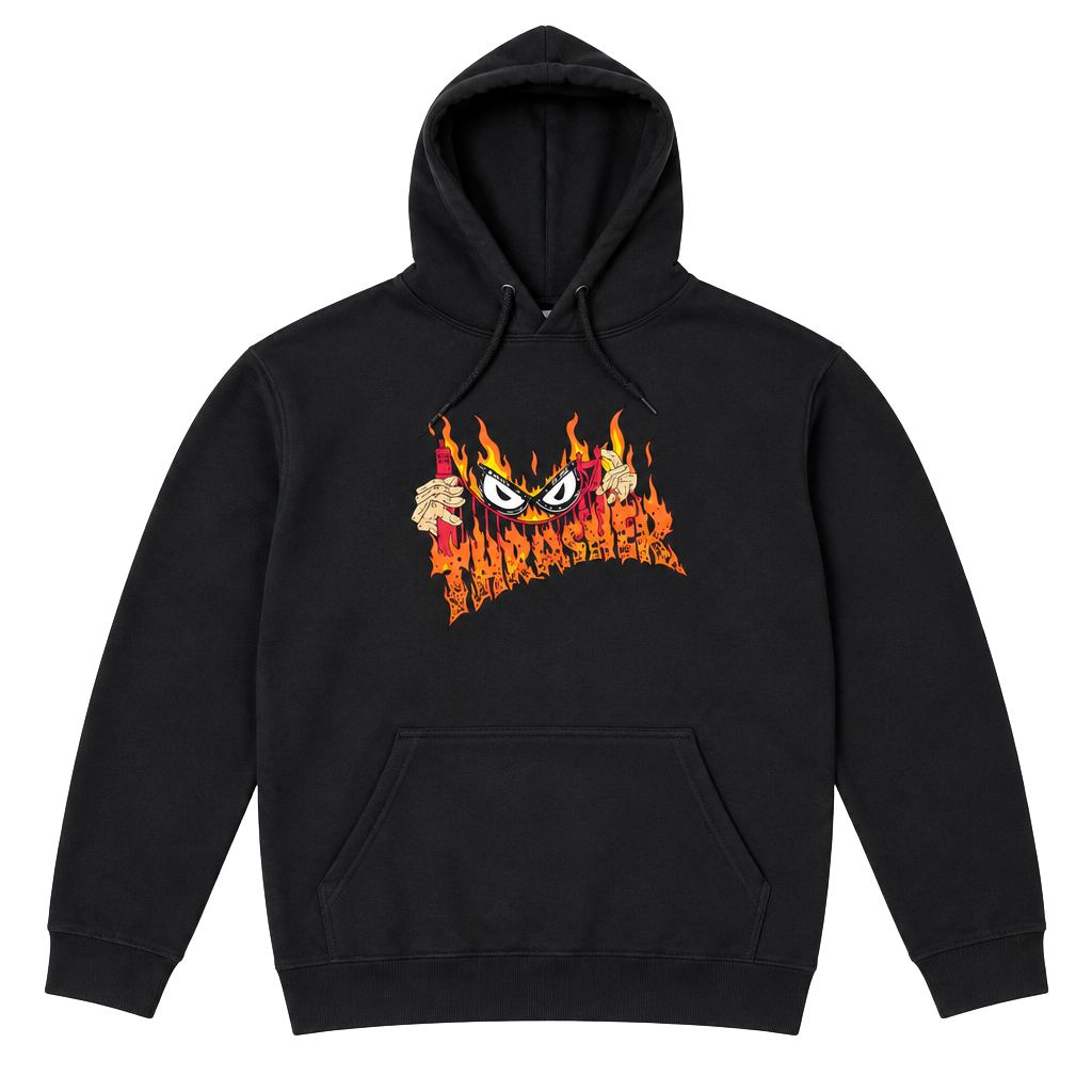 Thrasher Flame Hoodie Size XL Black 1