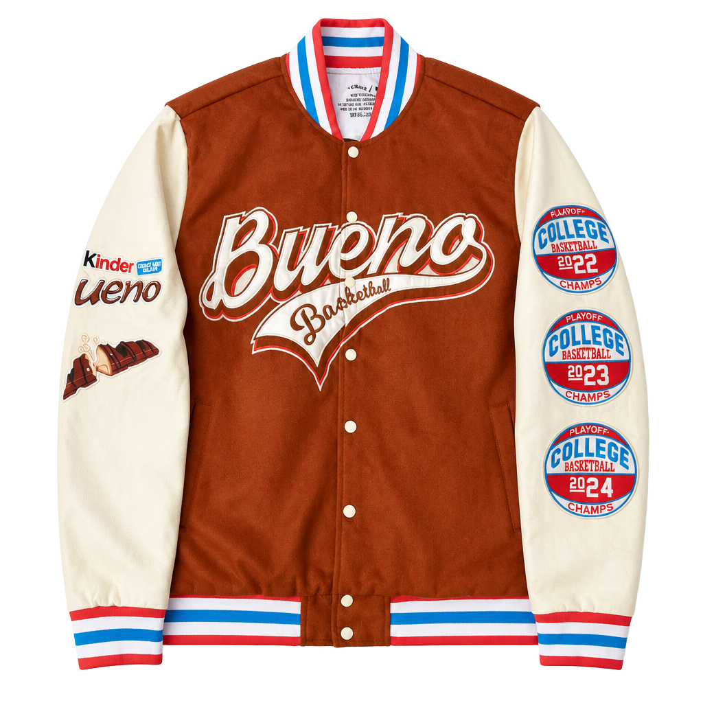 Kinder Bueno Basketball Graphic Varsity Bomber Jacket 1