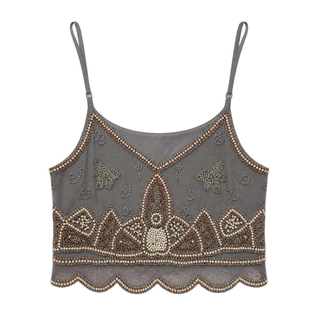 Miss Selfridge Embellished Beaded Mesh Crop Camisole Top 1