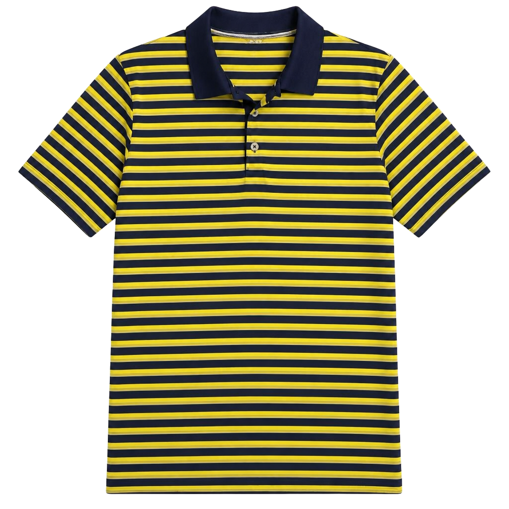 Adidas Climalite Blue and Yellow Striped Golf Polo Shirt 1