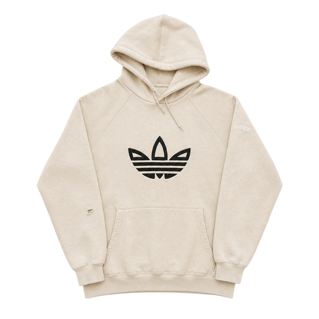 Vintage Adidas Logo Beige Hoodie 1