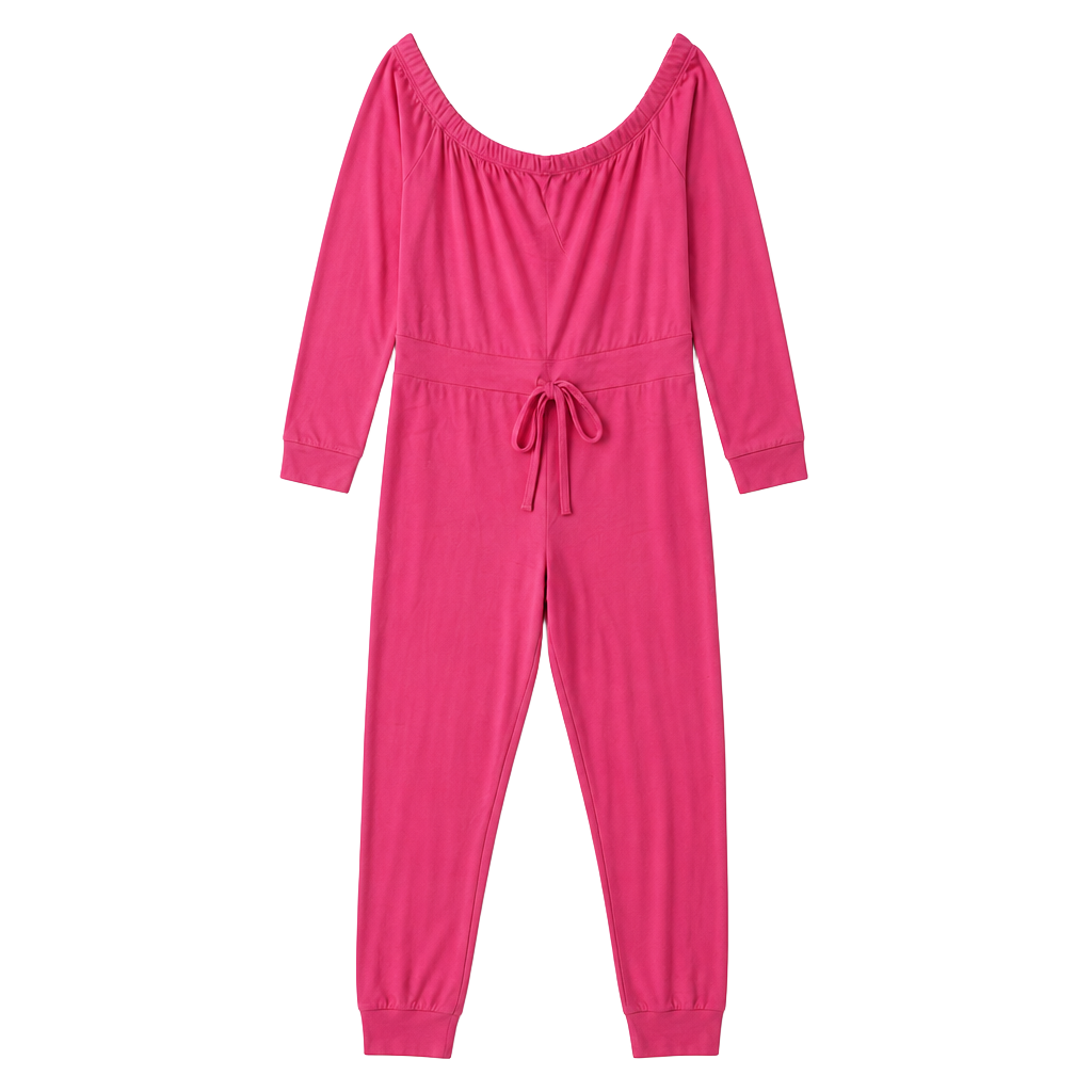 Fashion Nova Hug Me Pink Velour Off-the-Shoulder Long Sleeve Jumpsuit 1