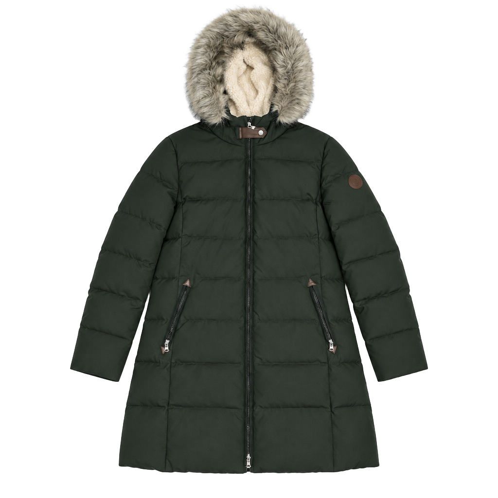 Lauren Ralph Lauren Womens Large Olive Green Goose Down Packable Puffer Coat 1