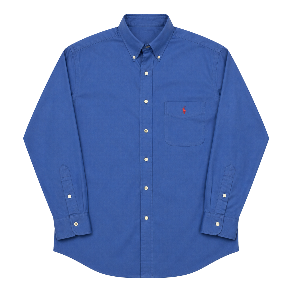 Vintage 90s Ralph Lauren Blaire Shirt Mens L Blue Cotton Button Down Red Pony 1