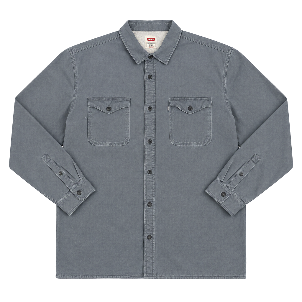 Levi's Sherpa Lined Canvas Shirt Jacket Mens 3XL Regular Grey Shacket Warm Coat 1