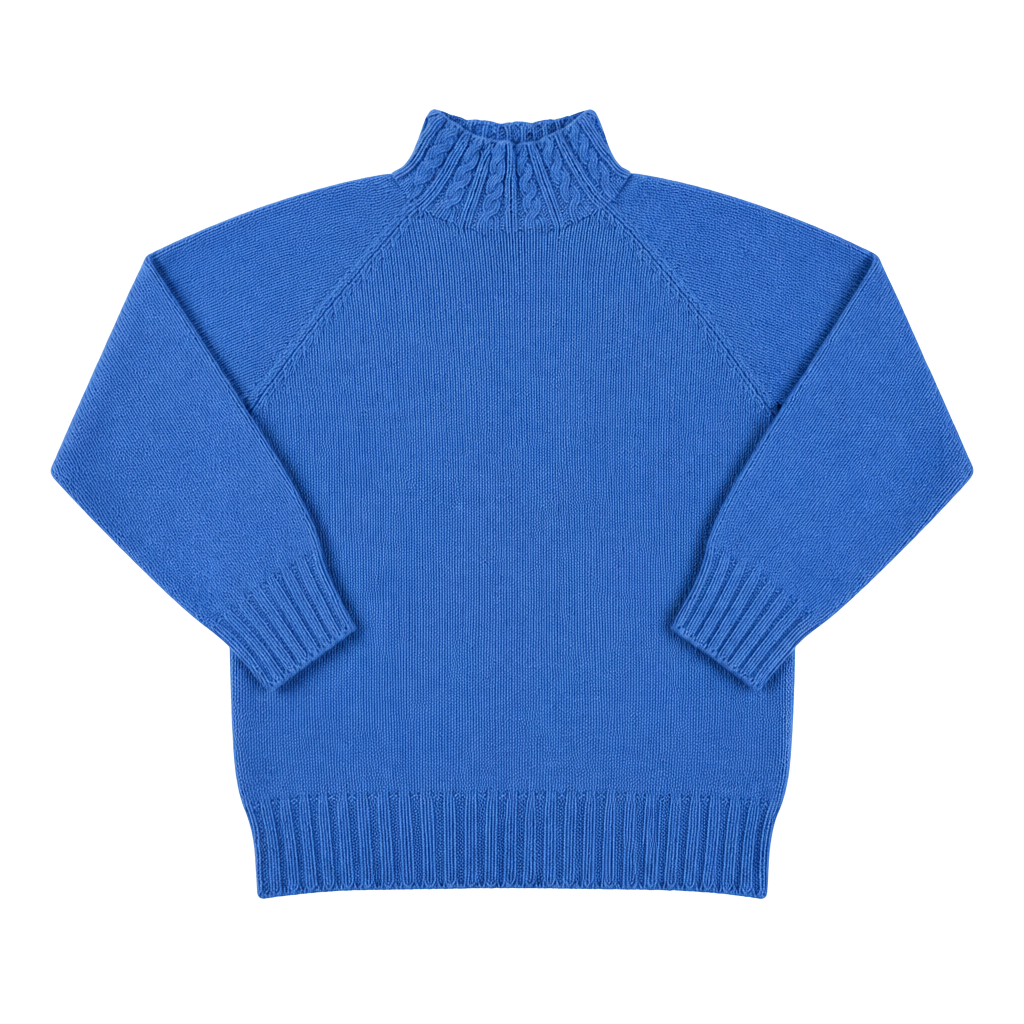 Harley of Scotland Mock Neck Sweater Size S Blue Merino Wool Angora 1