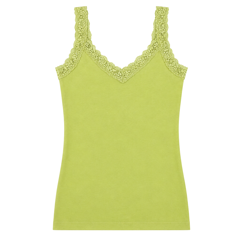Kbykersh Yellow Lace Trim Cami Tank Top Size S/P 1