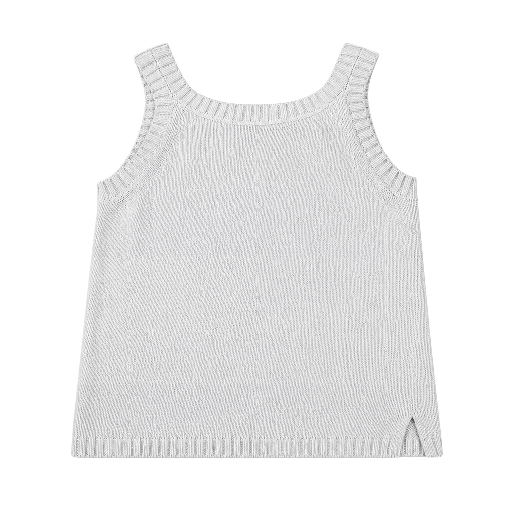 Jeanne Pierre Ribbed Knit Tank Top Size S White Cotton 1