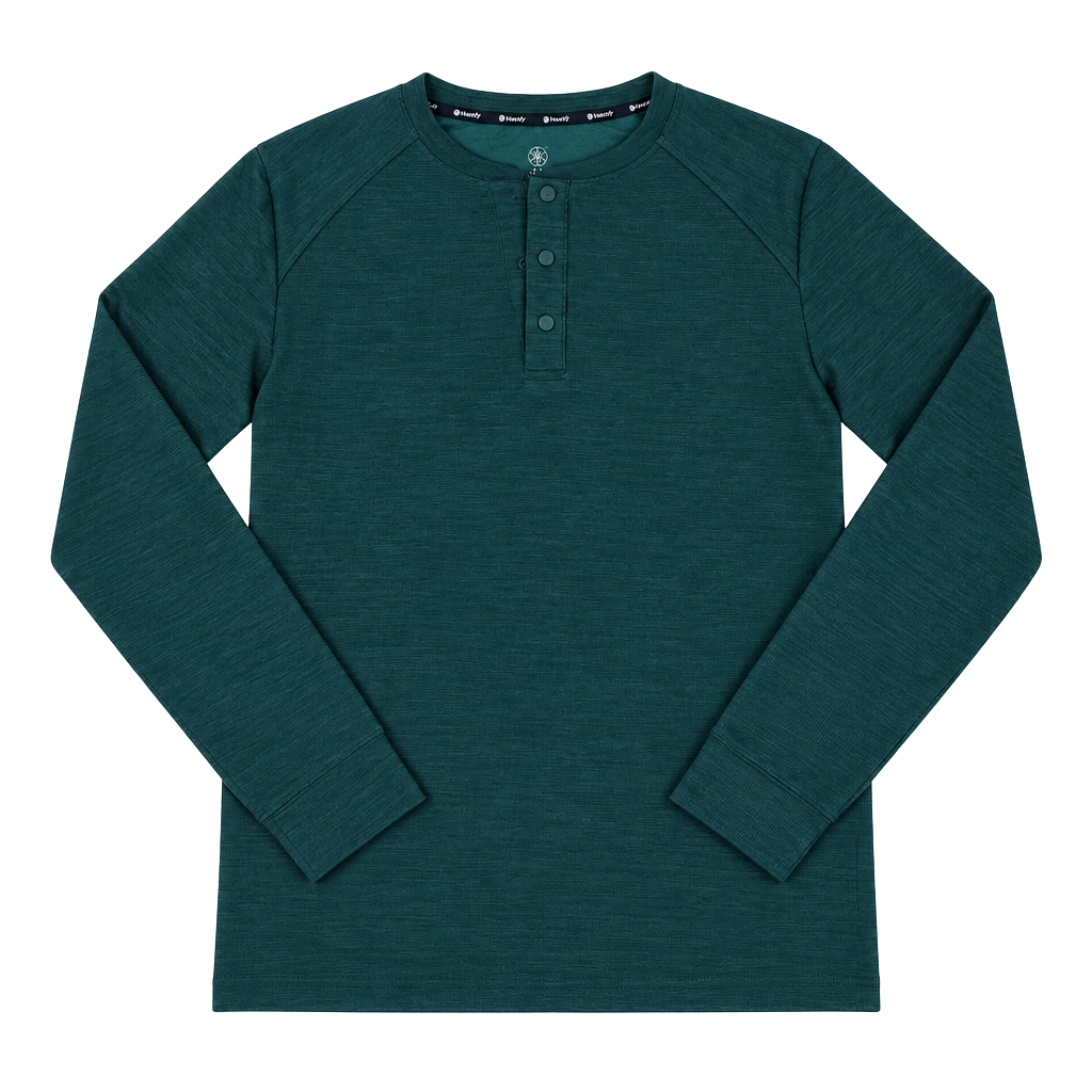 Gaiam Men's Commuter Long Sleeve Henley Size S Green Heather 1
