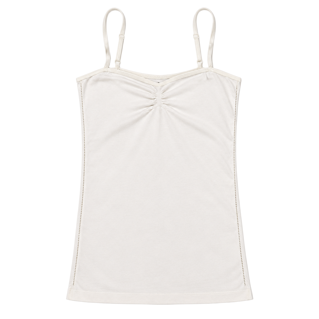 White Camisole Size M Ruched Bust Tank Top 1