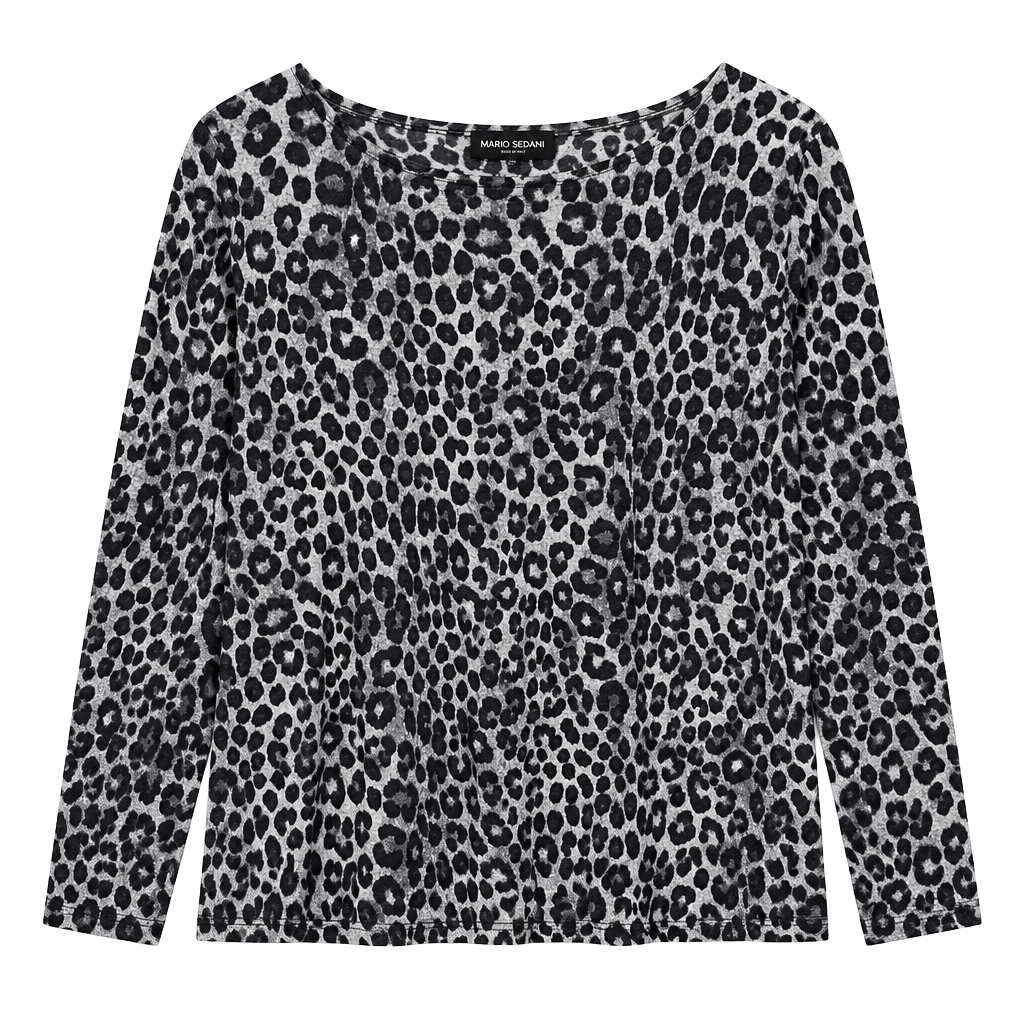 Mario Serrani Leopard Long Sleeve Top Size XXL Black White 1