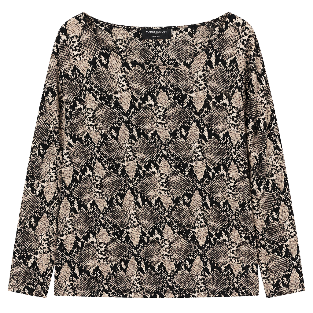 Mario Serrani Snake Print Long Sleeve Top Size XXL 1