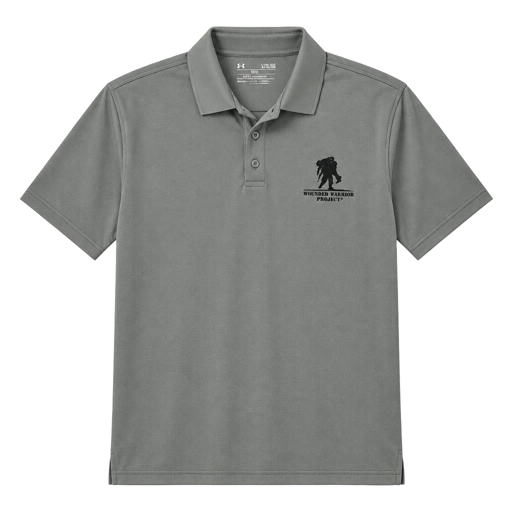 Under Armour Wounded Warrior Project Polo Size LG Gray HeatGear
E906 1