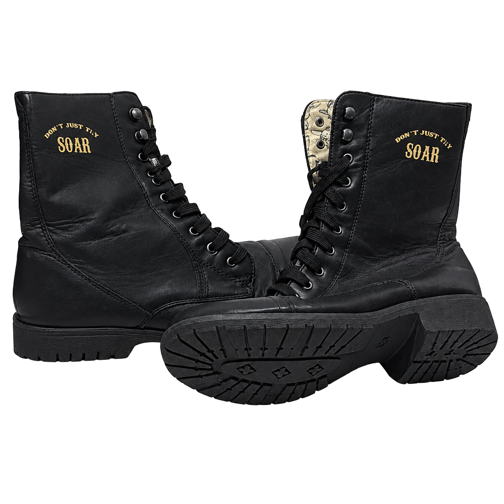 Disney Dumbo Combat Boots Size 10 Black Don't Just Fly Soar 1