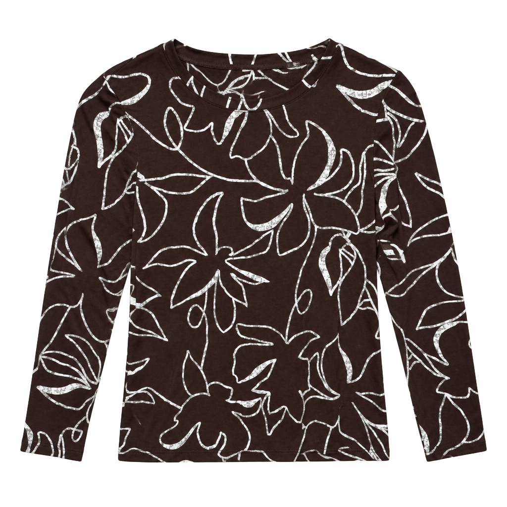 Chico's Brown Floral Print Long Sleeve Top Size 0
O884 1