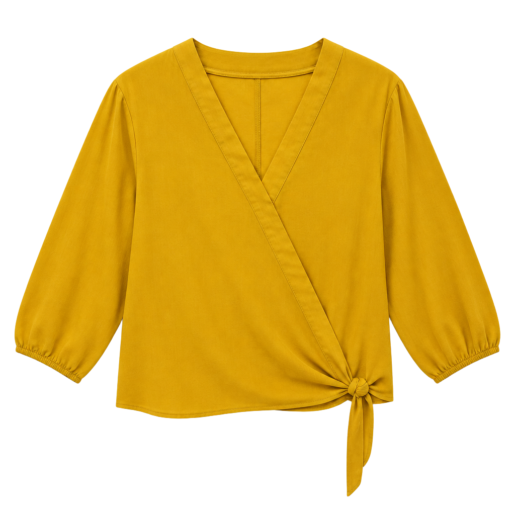 Soho New York & Company Blouse Size XL Yellow Tie Front Top 1
