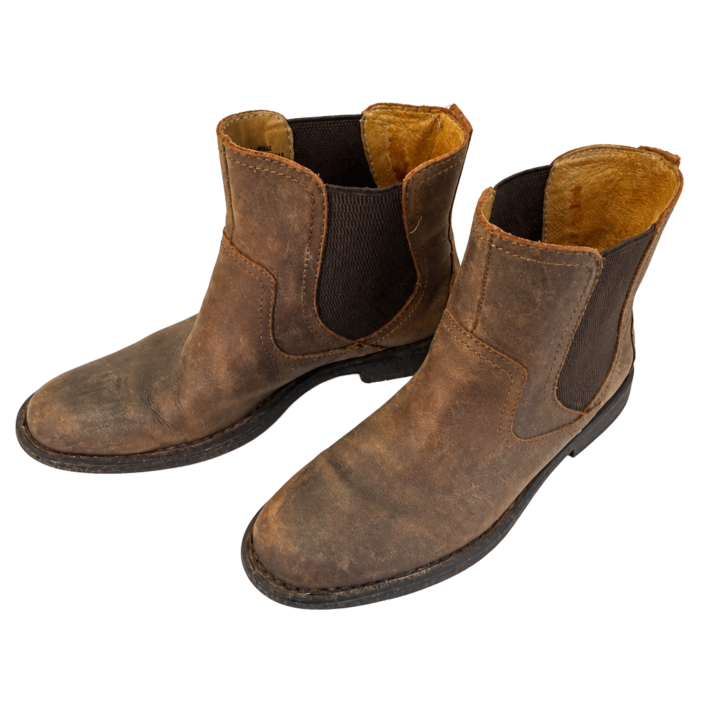 Born Men's Chelsea Boot, Size 10M, Brown Leather with Elastic Sides
S6 1