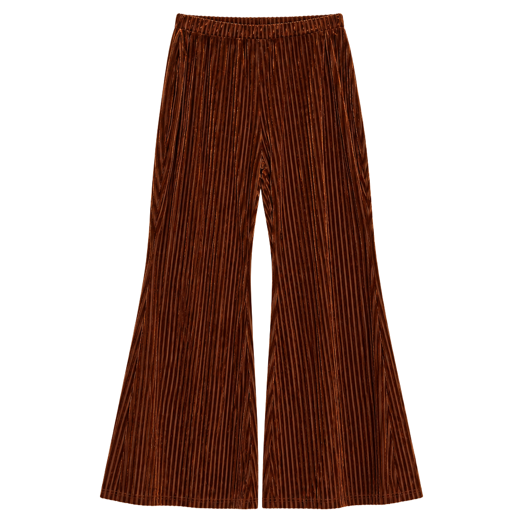 SHEIN Velvet Flared Pants Size L Brown Striped 1
