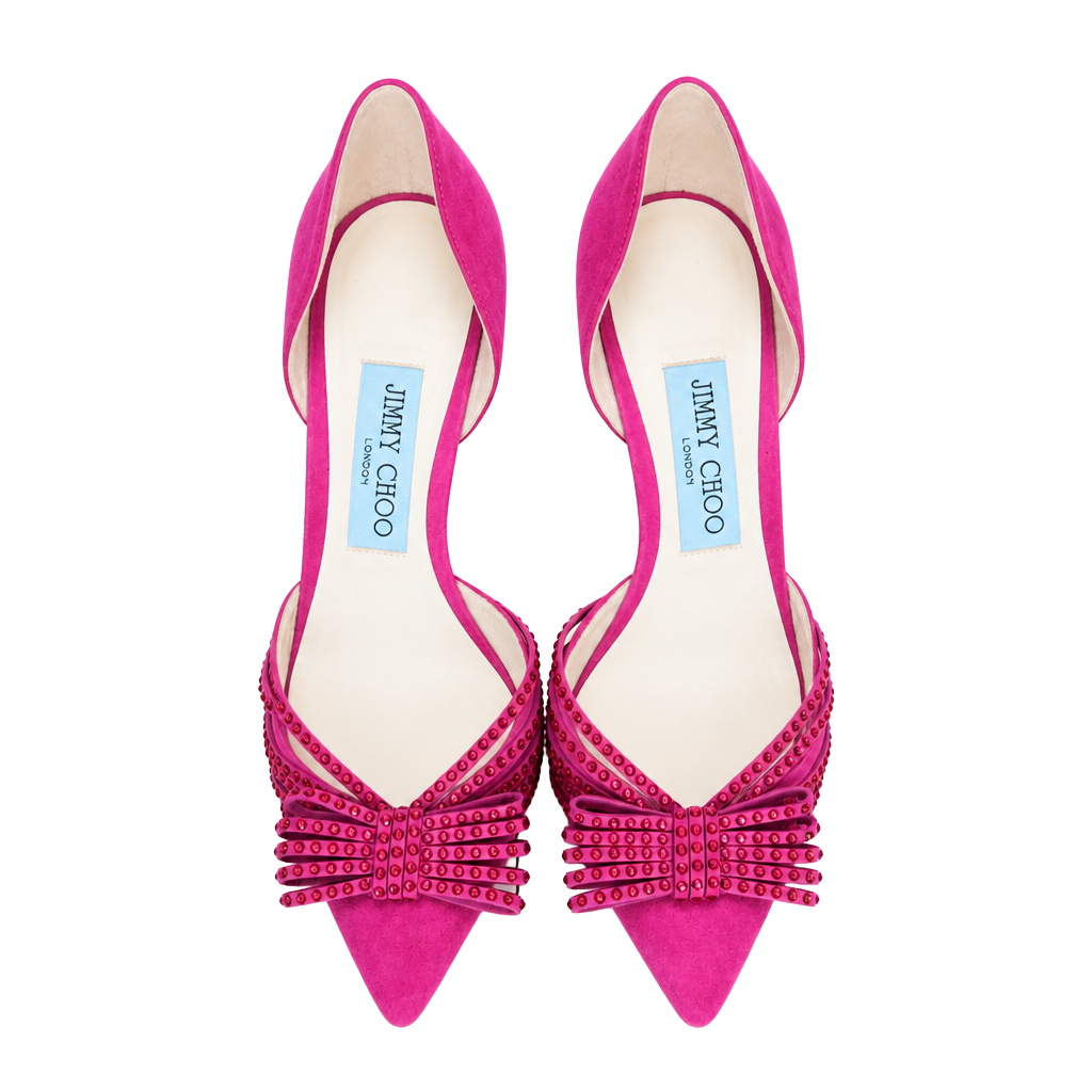 Jimmy Choo Fuchsia Suede Crystal Bow D'Orsay Pumps Size 37 1