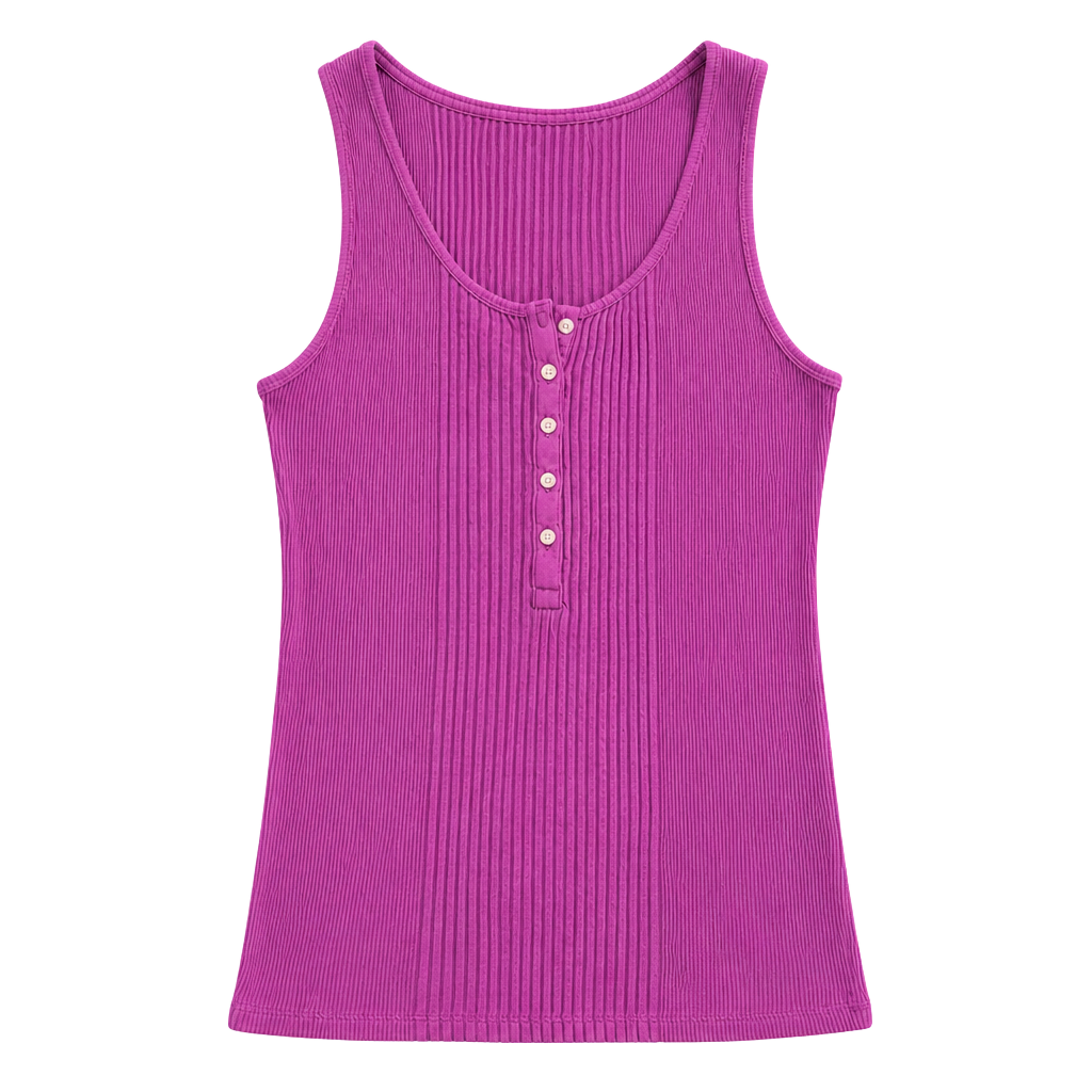 Lauren Ralph Lauren Purple Ribbed Henley Tank Top Size S 1