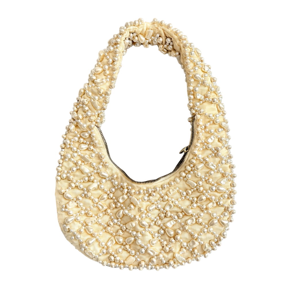 Zara Faux Pearl Embellished Hobo Shoulder Bag 1