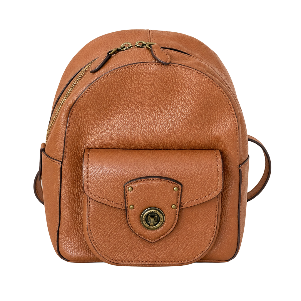 Lauren Ralph Lauren Pebbled Leather Backpack in Tan/Brown 1