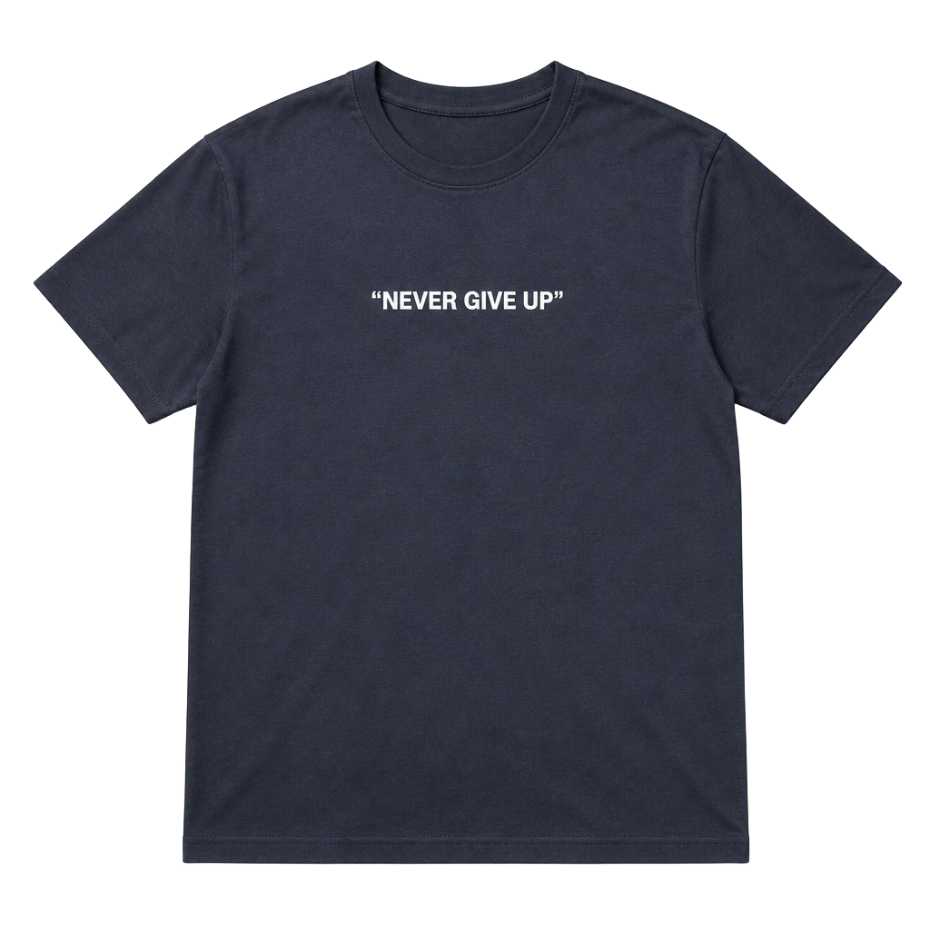 “Never Give Up”Graphic Print Black Short Sleeve T-Shirt Size XL 1