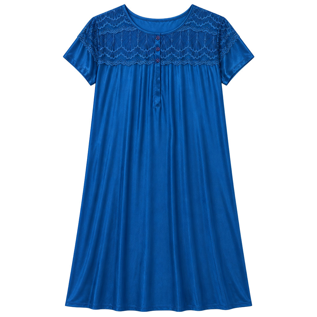 Skkinvalue Nightgown Size M/L Blue Silky Lace 1