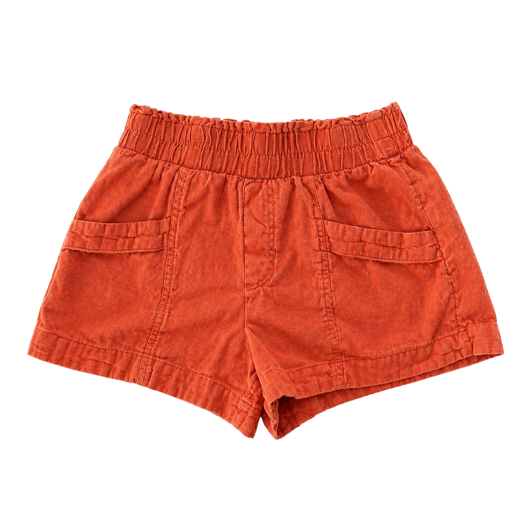 A New Day Women's Orange High-Waisted Linen Blend Elastic Waist Utility Shorts Size XS 1