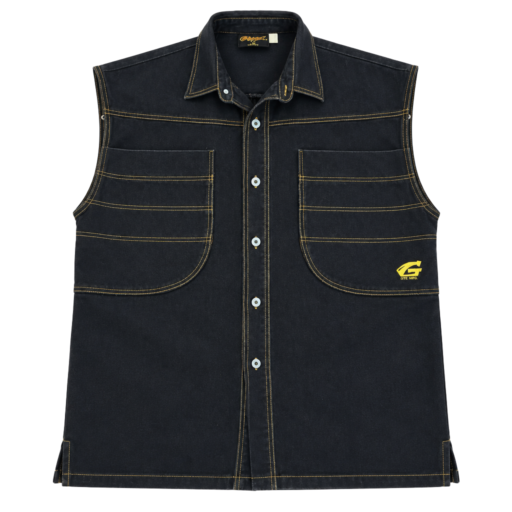Vintage Geetz Monli Denim Vest Size XL Black Button Up Jacket 1