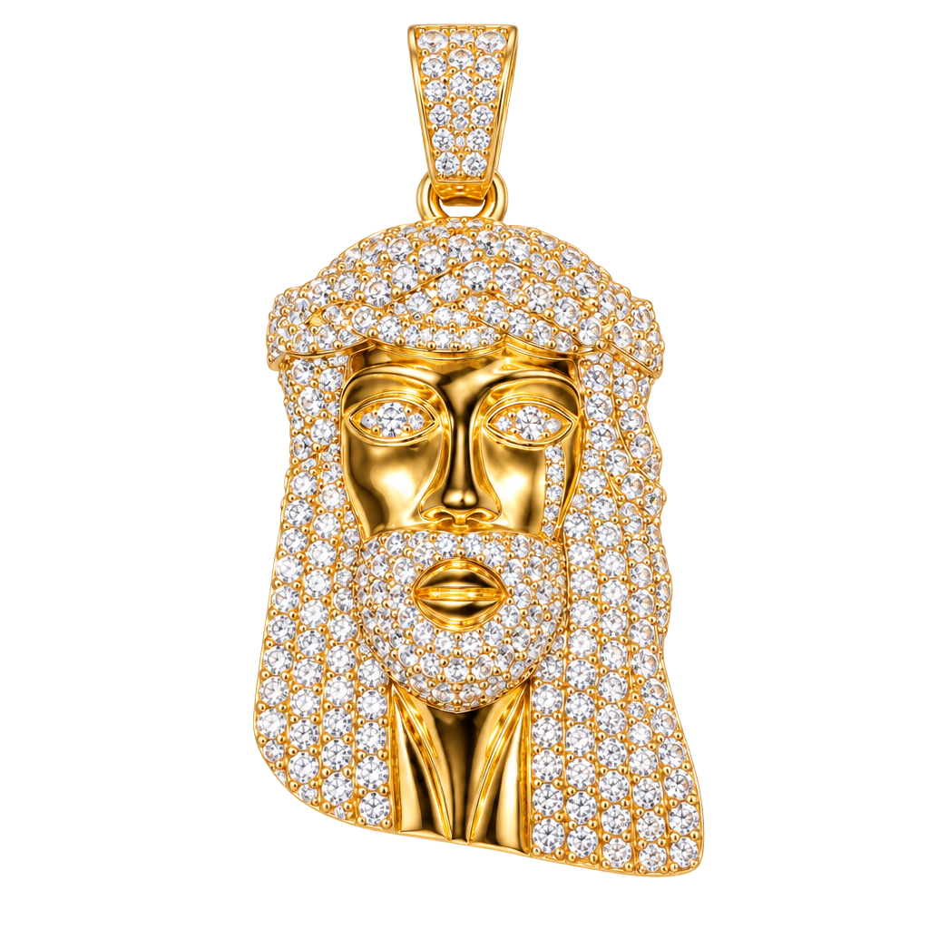 FrostNYC Gold Plated Jesus Head Pendant 1