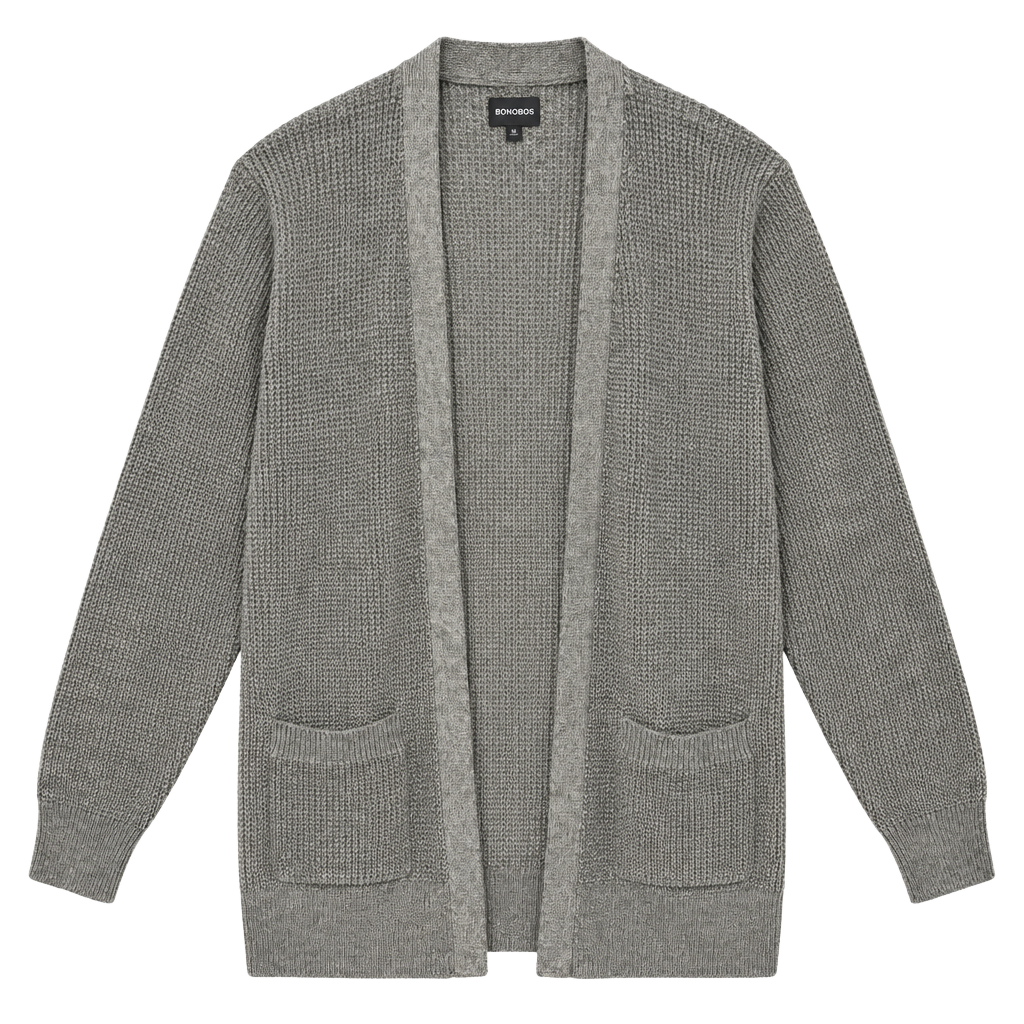 The Carbon Open Front Cardigan Size XXL Gray Waffle Knit Pockets 1
