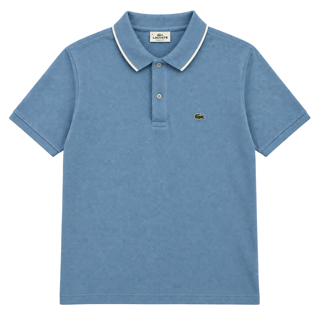 Lacoste Regular Fit Polo Shirt Size 9 Light Blue Cotton Tipped 1