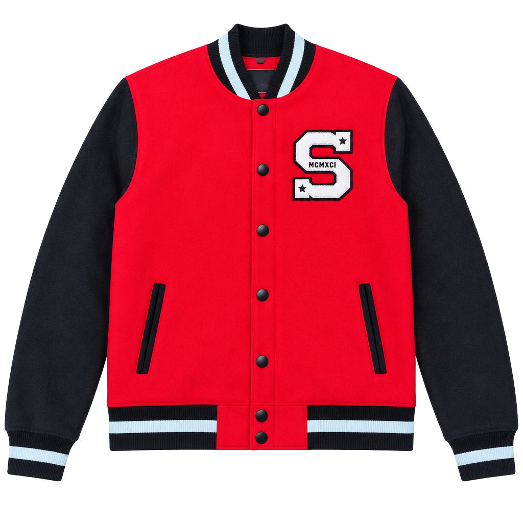 Y2K Southpole Varsity Jacket Size L Red Black Letterman Snap 1